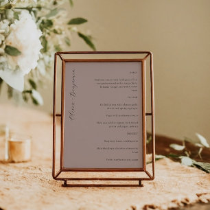 Elegante Minimalistische Mauve Script Custom Weddi Menükarte