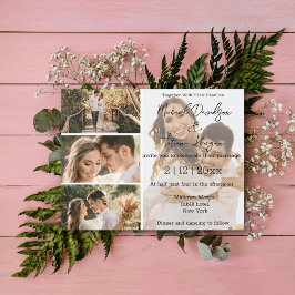 elegante minimalistische moderne 4-Fotos Collage H Einladung