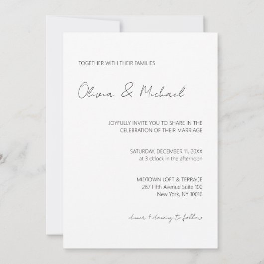 Elegante Minimalistische Moderne Einfache Hochzeit Einladung (Rückseite)