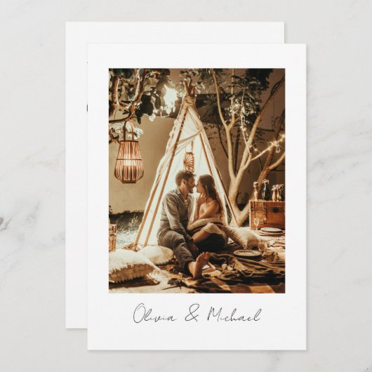 Elegante Minimalistische Moderne Einfache Hochzeit Einladung (Vorne/Hinten)