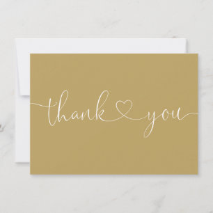 Elegante minimalistische moderne goldene Herzschri Dankeskarte