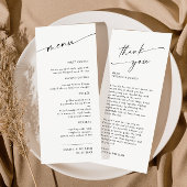Elegante Minimalistische Moderne Hochzeit Danke Menükarte