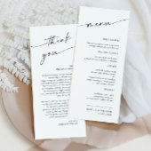 Elegante Minimalistische Moderne Hochzeit Danke Menükarte