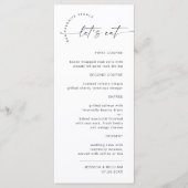 Elegante Minimalistische moderne Hochzeitsgetränke Menükarte (Vorderseite)