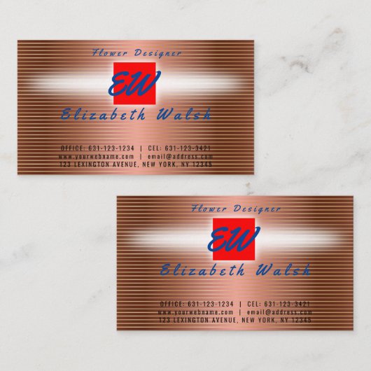 Elegante Minimalistische, moderne Kupfer-on-Gold-L Visitenkarte (Vorne/Hinten)