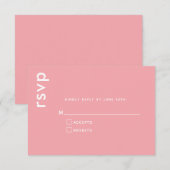 Elegante Minimalistische, moderne rosa Hochzeit RSVP Karte (Vorne/Hinten)