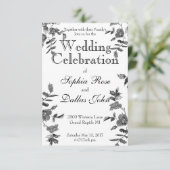 Elegante minimalistische moderne Schwarz-weiße Wil Einladung (Stehend Vorderseite)