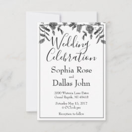 Elegante minimalistische moderne Schwarz-weiße Wil Einladung