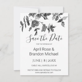 Elegante minimalistische moderne Schwarz-weiße Wil Save The Date
