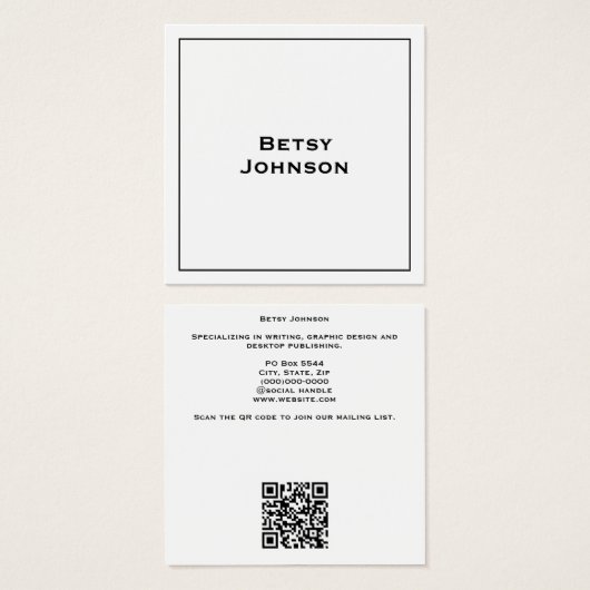 Elegante Minimalistische, moderne weiße Visitenkar (Vorne & Hinten)