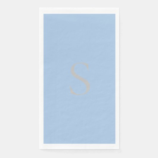 Elegante Minimalistische Monogram Dusty Blue & Sil Serviette (Vorderseite)