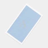 Elegante Minimalistische Monogram Dusty Blue & Sil Serviette (Ecke)