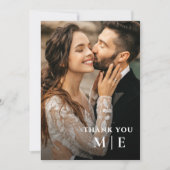 Elegante Minimalistische Monogram Wedding Dankesch Dankeskarte (Vorderseite)