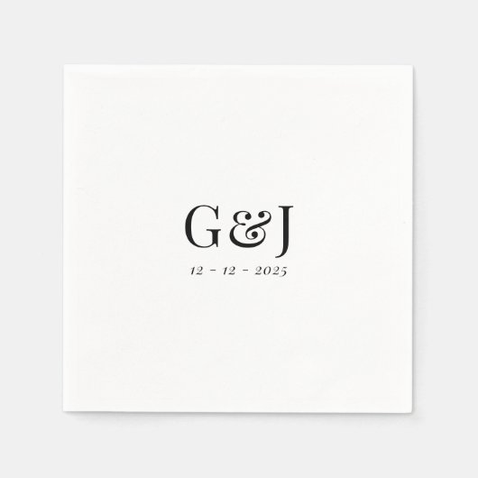 Elegante Minimalistische Monogramm-Initialen Hochz Serviette (Vorderseite)