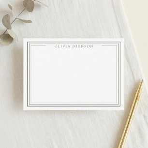 Elegante minimalistische Monogramm-Olivgrün-Rahmen Mitteilungskarte