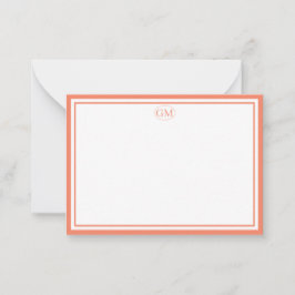 Elegante minimalistische Monogramm-Orange-Doppelra Mitteilungskarte