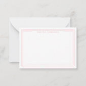 Elegante minimalistische Monogramm-Rosarote Umrand Mitteilungskarte (Vorderseite)