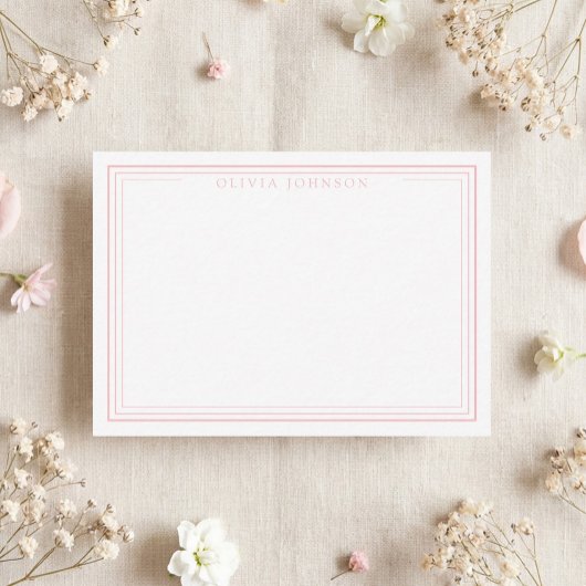 Elegante minimalistische Monogramm-Rosarote Umrand Mitteilungskarte