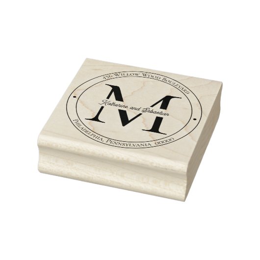 Elegante Minimalistische Monogramm-Rücksendeadress Gummistempel (Stempel)