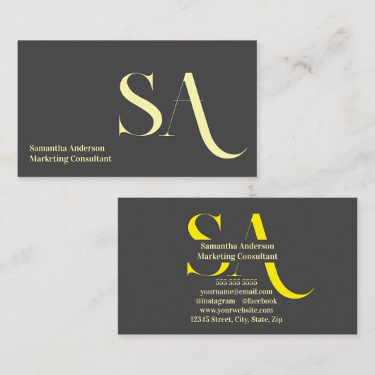 Elegante Minimalistische Monogramm-Visitenkarte | Visitenkarte (Vorne/Hinten)