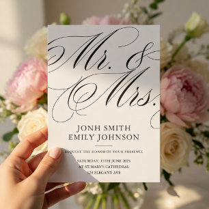Elegante Minimalistische Mr & Mrs Hochzeit Einladung