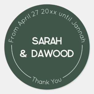 Elegante Minimalistische, muslimische Grüne Hochze Runder Aufkleber