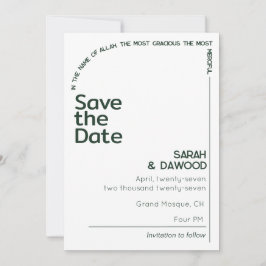 Elegante Minimalistische, muslimische Grüne Hochze Save The Date