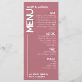 Elegante Minimalistische muslimische Rose Goldweiß Menükarte