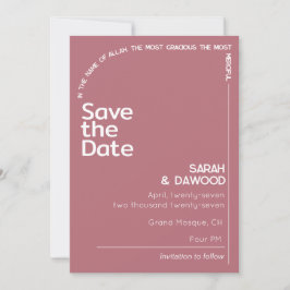 Elegante Minimalistische muslimische Rose Goldweiß Save The Date