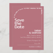 Elegante Minimalistische muslimische Rose Goldweiß Save The Date (Vorne/Hinten)