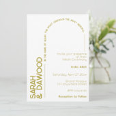 Elegante Minimalistische muslimische Weißbrassehei Einladung (Stehend Vorderseite)