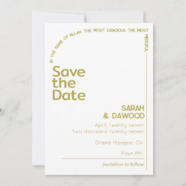 Elegante Minimalistische muslimische Weißbrassehei Save The Date
