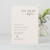 Elegante Minimalistische Nacht vor der Probe Abend Einladung (Stehend Vorderseite)