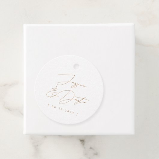 Elegante Minimalistische Namen Datum Gold-Script-H Geschenkanhänger (Beispiel)