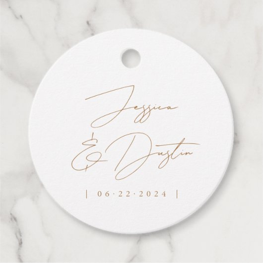 Elegante Minimalistische Namen Datum Gold-Script-H Geschenkanhänger (Vorderseite)