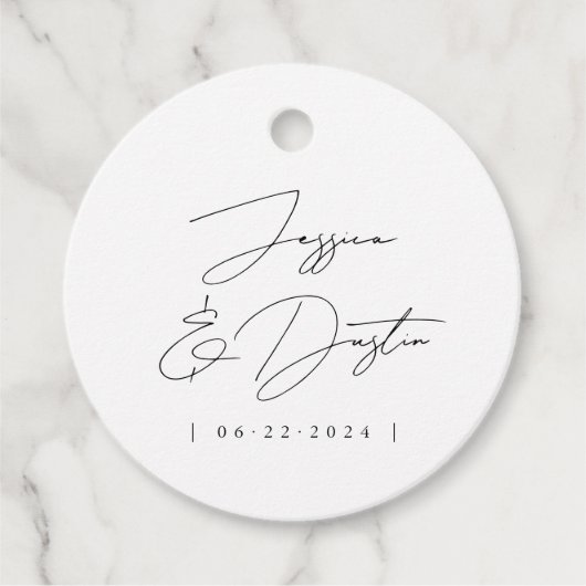 Elegante Minimalistische Namen Datum Schwarze Skri Geschenkanhänger (Vorderseite)