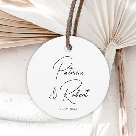 Elegante Minimalistische Namen Datum Schwarze Skri Geschenkanhänger