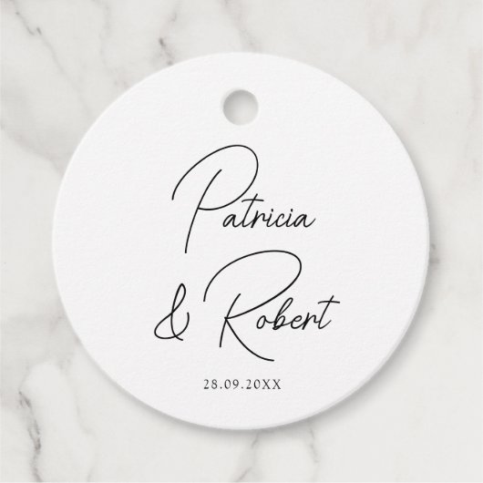 Elegante Minimalistische Namen Datum Schwarze Skri Geschenkanhänger (Vorderseite)