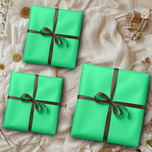 Elegante minimalistische Neon Spring Green Color Geschenkpapier Set