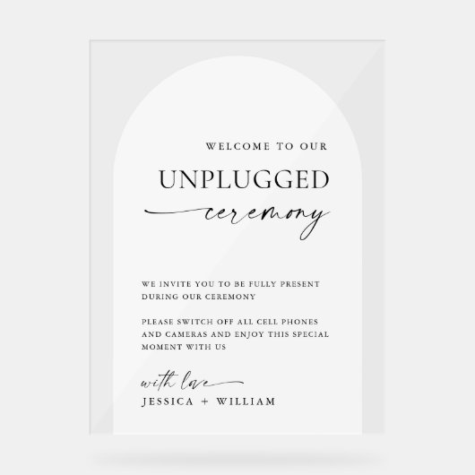 Elegante Minimalistische, nicht gestopfte Hochzeit Acrylschild (Vorderseite)