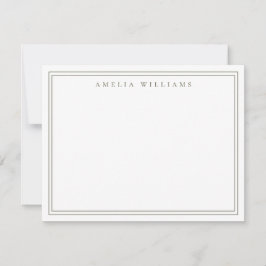 Elegante Minimalistische Olive Green Two Border Mitteilungskarte