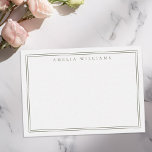 Elegante Minimalistische Olive Green Two Border Mitteilungskarte<br><div class="desc">Erstellen Sie Ihre eigenen personalisierten Mitteilungskarten mit elegantem Typografienamen und zwei Randlinien.</div>