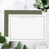 Elegante Minimalistische Olive Green Two Border Mitteilungskarte