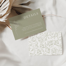 Elegante Minimalistische Olive & Ivory Detailkarte RSVP Karte