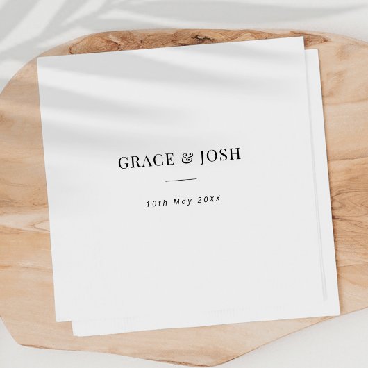 Elegante Minimalistische Paarname Hochzeit Serviette