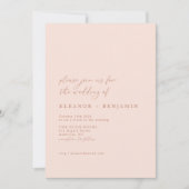 Elegante Minimalistische Pachy Blush Pink Chic Wed Einladung (Vorderseite)