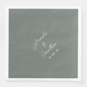 Elegante Minimalistische Pale Sky Grüne Hochzeit Serviette (Vorderseite)