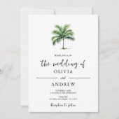 Elegante Minimalistische Palm Tree Wedding Einladung (Vorderseite)