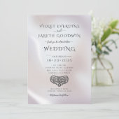 Elegante Minimalistische Perlescent Hochzeit Einla Einladung (Stehend Vorderseite)