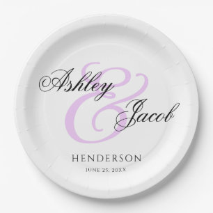 Elegante Minimalistische Personalisierte Hochzeits Pappteller